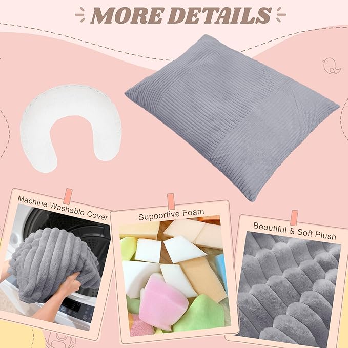 Homguava Giant Bean Bag Chair for Adults with Pillow, 4 in 1 Convertible Floor Cushion for Adluts, Memory Foamed Bean Bag Lounger with Washable Cover for Living Room, Bedroom