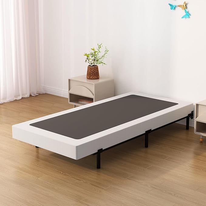 Upcanso 7 Inch Twin Box Spring Bed Base, Low Profile Metal Boxspring Twin with Fabric Cover, 2000 Lbs Max Weight Capacity Mattress Foundation, Noise-Free, Easy Assembly