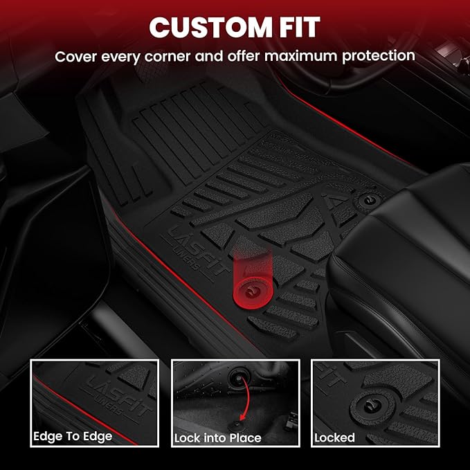 LASFIT Floor Mats & Cargo Liner & Backrest Mat Set for 2021-2025 Ford Bronco 4-Door Carpet Flooring All Weather Protector TPE Waterproof Sub Trunk Mat Back Seat Cover, Combo Set
