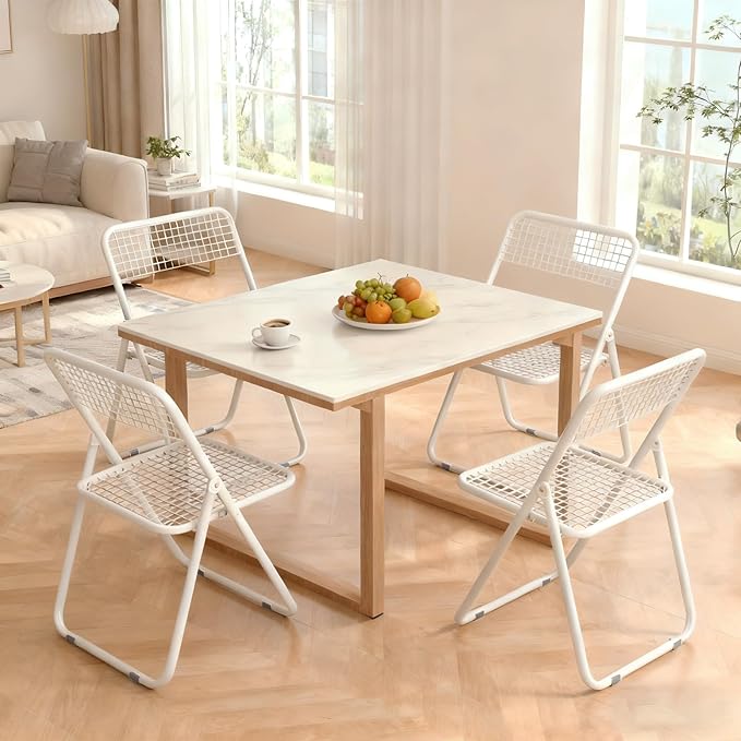 4 Pack Folding Chair,White Color,Single Piece,Foldable Space - Saving Design for Indoor/Outdoor Use
