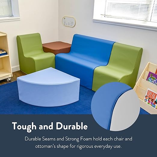 Children's Factory Versatile 3-in-1 FlexCube, Mix-and-Match Kids Chairs, Sofas, Corner Ottomans and Cubes, Foam-Filled and Water-Resistant, Flexible Seating for Classroom Elementary, Deep Water
