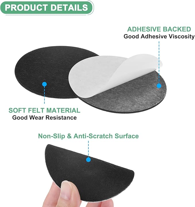 30-Pack Lamp Base Felt, 3 Inch Dia. 2mm Thick Self Adhesive Round Fabric Felt Pads for Lamp/Furniture/DIY, Non-Slip Fiber Backed Patch Circles with Adhesive Backing [Black]