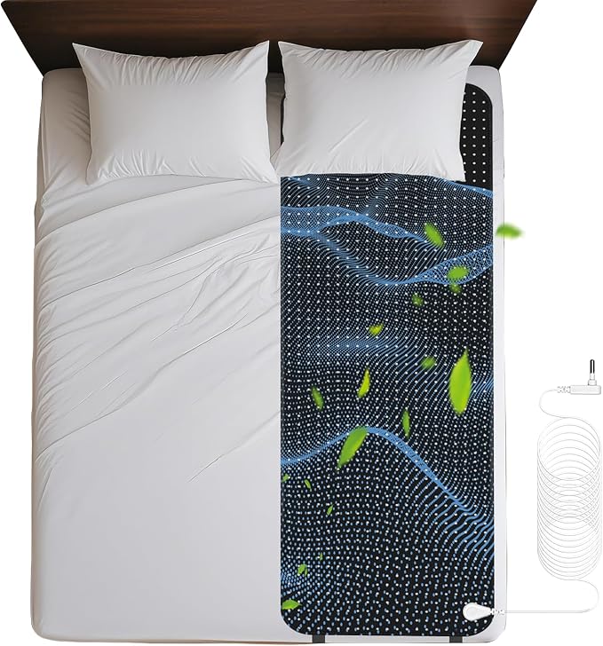 VAJOOCLL Grounding Mat for Bed, Grounding Mattress Cover Pad for Improve Sleep, Conductive Carbon Leatherette Earth Mat Grounded Pad (Black 1)