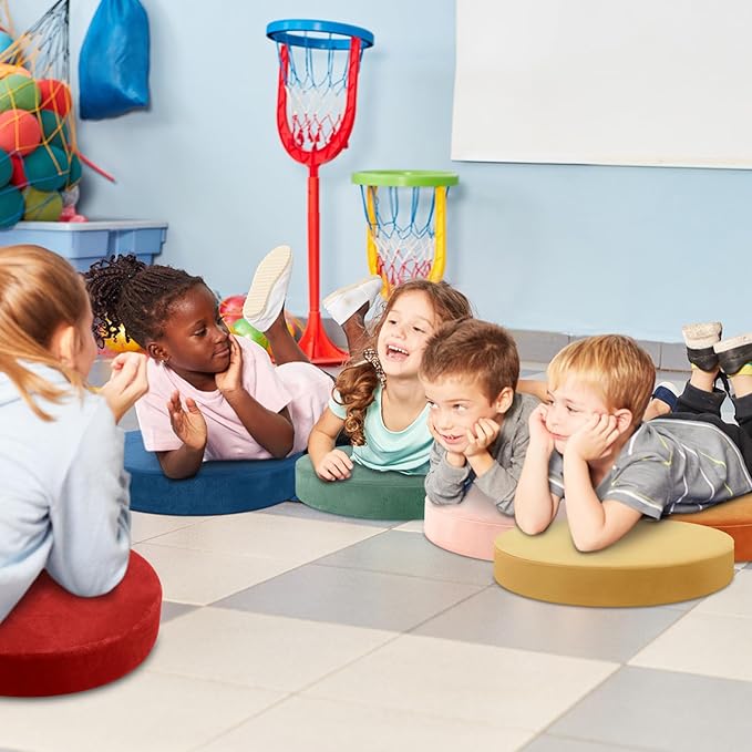 GlikCeil 8 Pcs Round Floor Pillow Cushions for Kids Classroom 15'' Soft Flexible Seating Chair Floor Seats for Reading Corner Playroom - Winter & Spring School Supplies (Autumn and Winter Series)