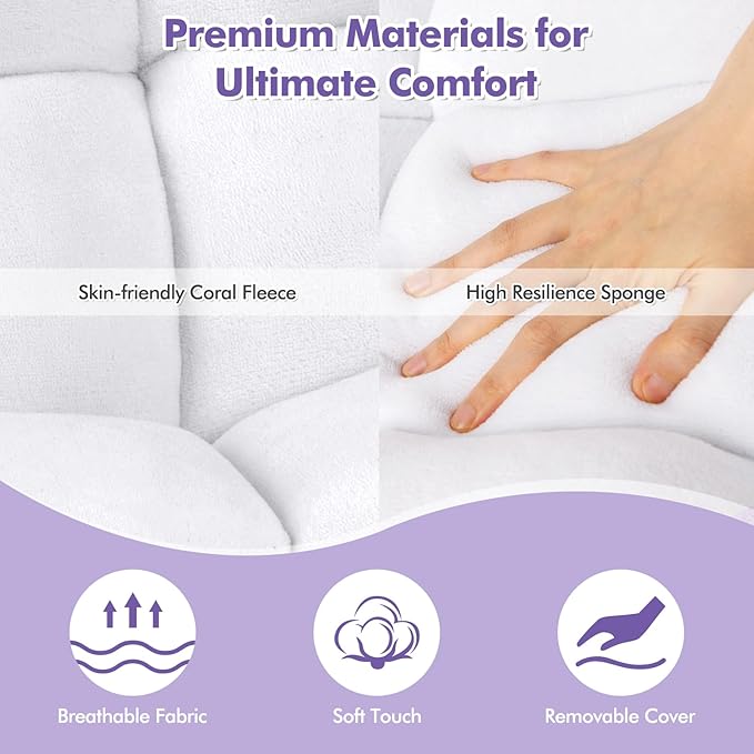 GOFLAME 14-Position Folding Floor Chair, Padded Gaming Lazy Sofa Chair with Adjustable Backrest, Couch Recliner, Sleeper Bed Lounge Chair for Reading, Gaming, Meditating (White)