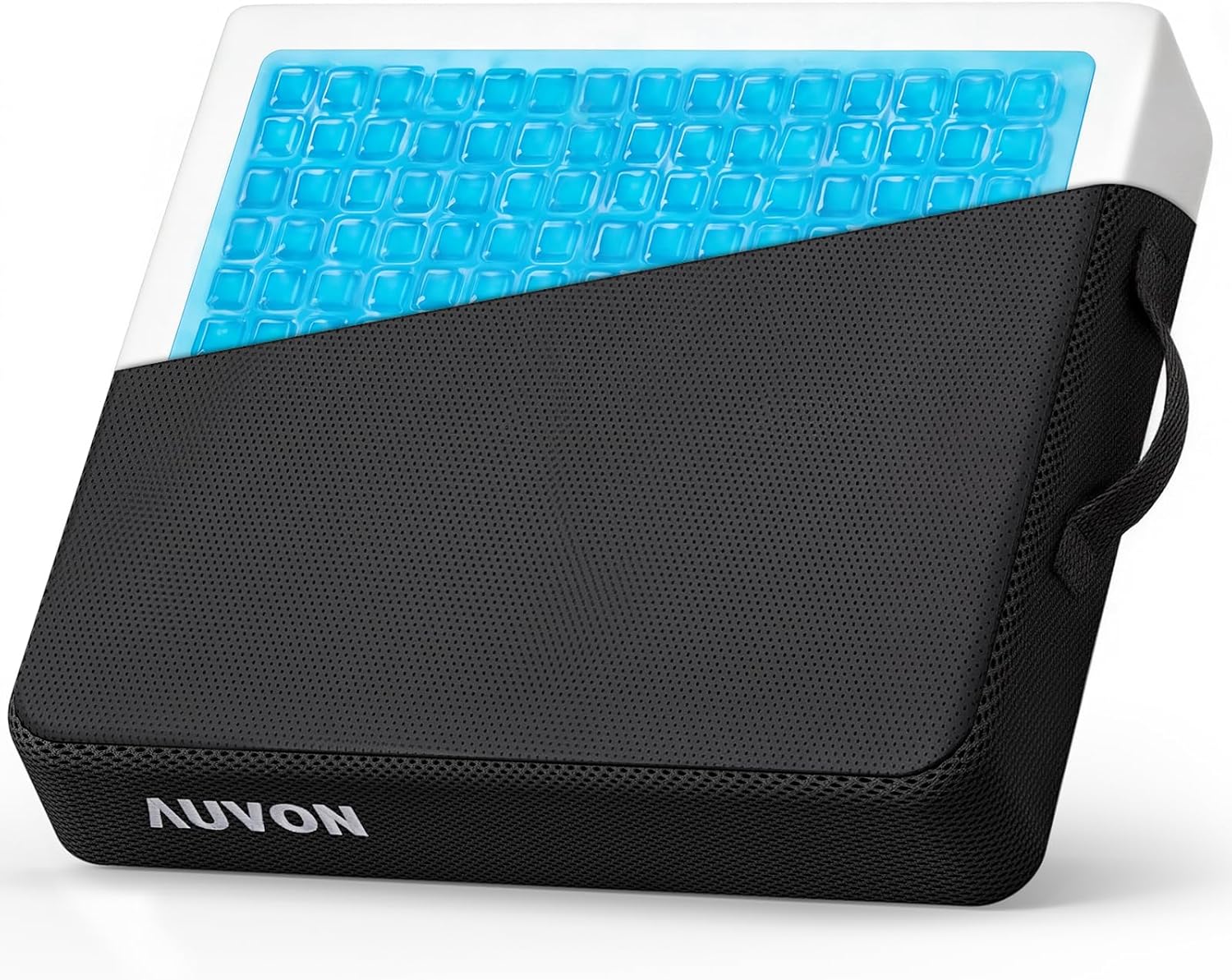 AUVON Cooling Gel Wheelchair Seat Cushion for Sciatica, Back, Pressure Sore and Ulcer Pain Relief, Breathable Memory Foam Chair Cushion with Waterproof Silk Fabric, Removable Strap, Anti-Slip Cover