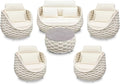 Erotr Sunroom Furniture Sets: 6 Pieces Aluminum Woven Rope Patio Conversation Sofa Set Cushioned - Modern Outdoor Couch Set No Assembly - Armchair Set Porch Deck Garden Poolside Gazebo Hotel - Beige