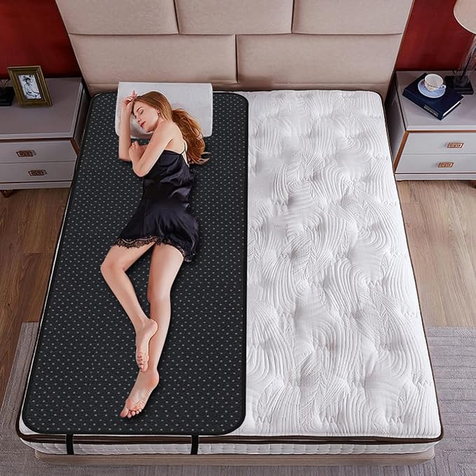 Grounding Mat for Bed, Grounding Mattress Cover for Improving Sleep, Sleep Pad, Earth Mat Carbon Leatherette Therapy (27" x 78")