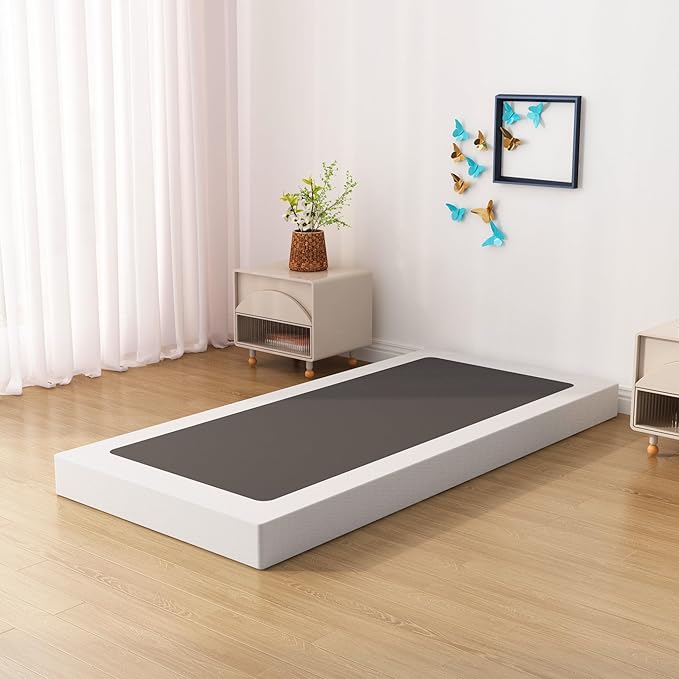 Upcanso Twin Box Spring Bed Base 6 Inch, Low Profile Metal Boxspring Twin with Fabric Cover, 2000 Lbs Max Weight Capacity Mattress Foundation, Noise-Free, Easy Assembly