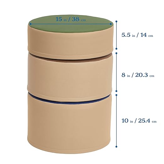 ECR4Kids SoftZone Colorful Stump Stool Set, Flexible Seating, Earthtone, 3-Piece