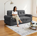 oaaktu Queen Size Sleeper Sofa Couch with Pullout Bed,Convertible Pull Out Adjustable Backrest for Small Spaces,Apartment, Guest Room (3820GREY)
