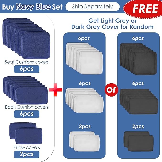 RADIATA 9 Piece Wicker Patio Furniture Set with Fire Pit, All-Weather Outdoor Sectional Couch High Back Large Size, Modular Backyard Seating Sofa Set with Propane/Natural Gas Firepit Table, Grey&Blue