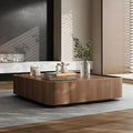Luxury Wood Coffee Table with Hidden Drawer, Easy Installation Square Center Table for Living Room, Raised Edge Design, Premium Walnut Finish (39.37" Square Coffee Table)