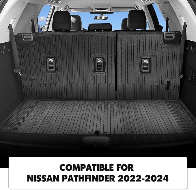 Compatible for 2022-2025 Nissan Pathfinder Floor Mats & Cargo Liner (Only Fit 8-Seater Model) All Weather TPE Floor Mats Also Compatible with Infiniti QX60 7-Seater Accessories