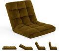 Large Lazy Sofa, 24-inch Wide Plush Velvet Adjustable Floor Chair, 14-Position Armless Sofa(tan)