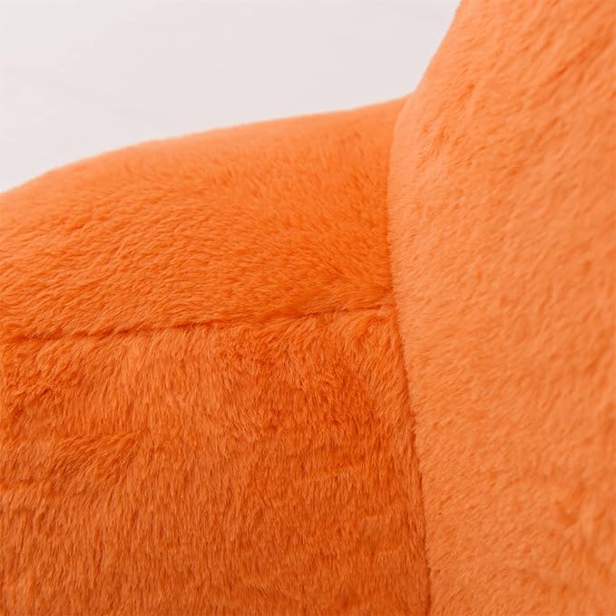A Nice Night Faux Fur Reading Pillow Bed Wedge Large Adult Children Backrest with Arms Back Support for Sitting Up in Bed/Couch for Bedrest, Orange