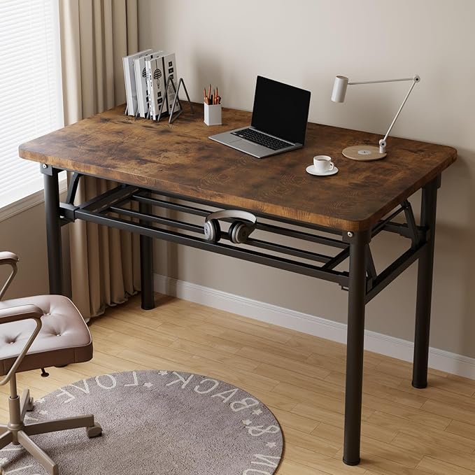 Small Folding Desk No Assembly,31.5 Inch Folding Computer Desk Small Foldable Table for Home Office.