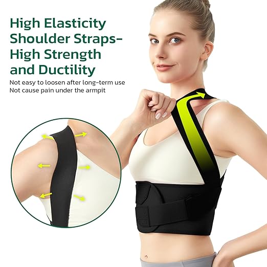 Posture Corrector for Women - Lightweight and Breathable Back Brace for Pain Relief, Rounded Shoulders and Hunchback, Compact & Portable with Fashionable Design, Invisible Under Clothes Black XL