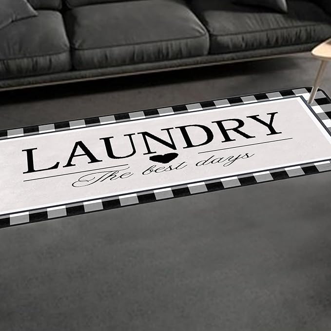 Farmhouse Laundry Room Rug Runner 24"X72" Kitchen Mat Washable Entryway Rugs Soft Non Slip Laundry Carpets Comfort Standing Desk Mats,Carpet for Sink,Office,Laundry Room Decor Accessories