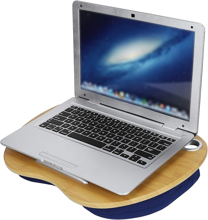 Multifunction Laptop Desk, Portable Lap Desk for Home Office, 3 - in - 1 Laptop Stand with Cushion, Bed Table for Writing Learning, Lightweight MDF Board for Indoor Outdoor Use (Blue)