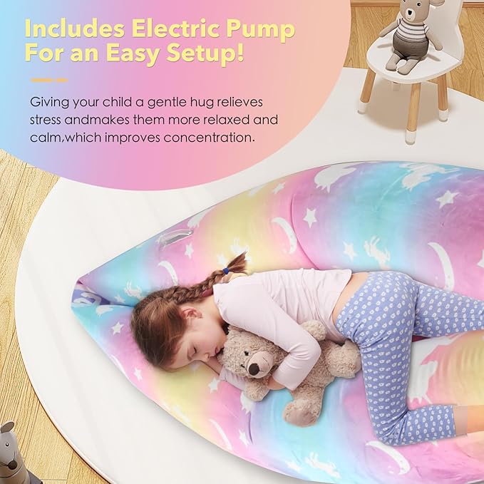 Toggloo Upgraded Sensory Chair for Kids — 60"Sensory Pod Sitting for Autistic Children, Peapod Canoe, Inflatable Peapod for Children, ADHD Sensory Pea Pod with Electric Air Pump,Colorful