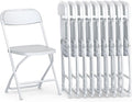 9 PACK White Foldable Plastic Chair | Folding & Stackable | 350 lbs Capacity Steel Frame Seats for Indoor Outdoor | Commercial Use Events Wedding Party Events Bulk Picnic Kitchen Dining