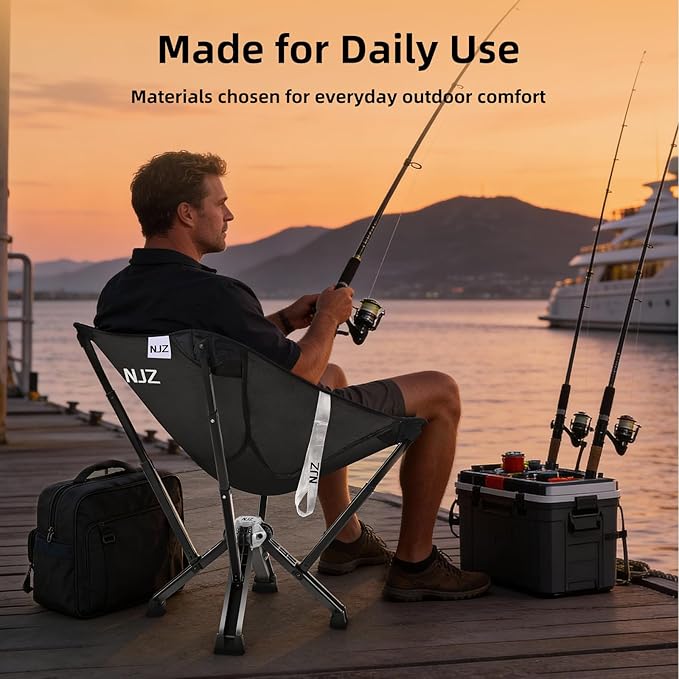 NJZ Folding Outdoor Chair — Easy Outdoor Comfort, Simple One-Piece Design, Stable Aluminum Frame, Relaxed Seating for Backyard, Camping & Everyday Use