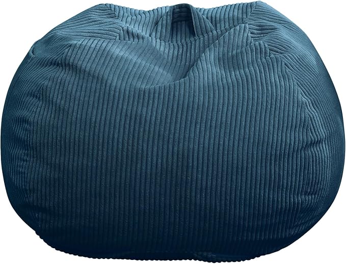 Bean Bag Chair with Corduroy Cover and Memory Foam Filled for Teens and Kids, Small Comfy Fluffy Floor Chair for Living Room Bedroom (Blue, 2.5FT)