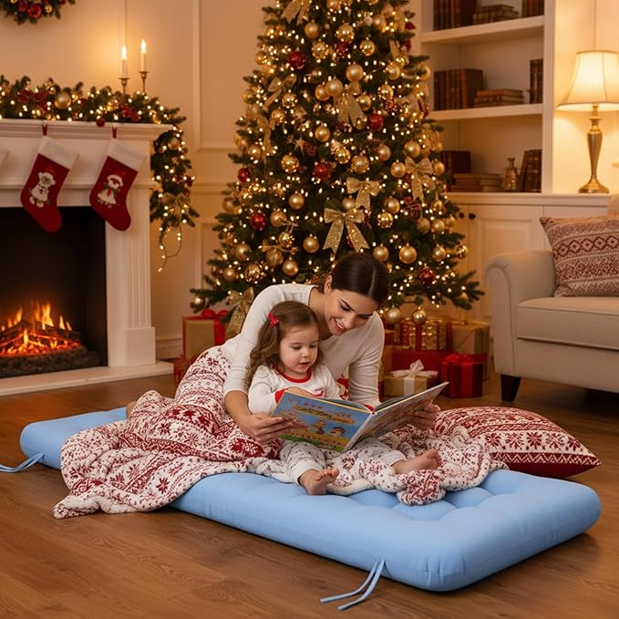 Vercraft Long Floor Cushion Large Floor Cushion with Brushed Cotton 74.8 x 27.5 x 3.15 in Jumbo Lounger Pillow for Outdoor Indoor Bay Window Meditation Yoga Reading Sleeping (Light Blue)