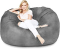 Lumaland Luxurious 5ft Large Bean Bag Chair with Microsuede Cover - Ultra Soft, Foam Filled, Washable Bean Bag Sofa for Teens, Adults, Pets - Accessory for Dorm, Living Room, House - Dark Grey