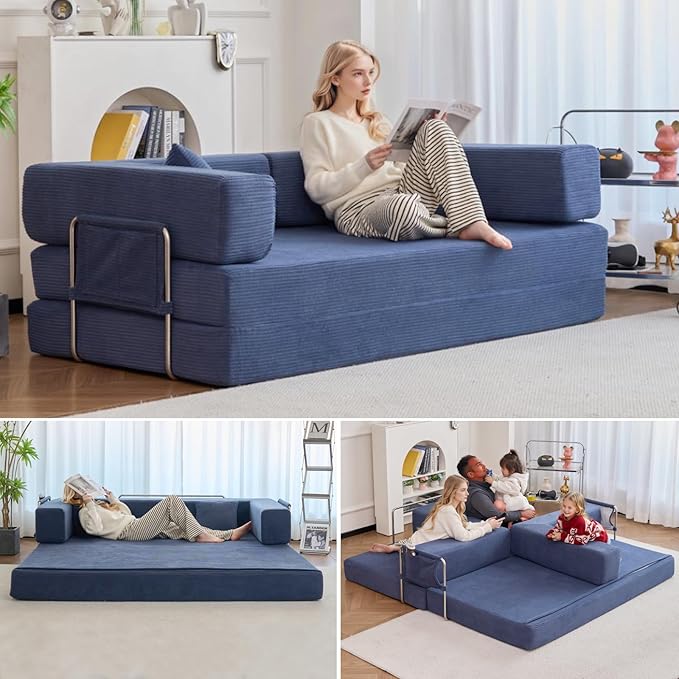 Multi-functionalcorduroy Sofa Bed, Crafted from Corduroy Fabric, is Ideal for Apartments and Living Rooms. Sleeper Sofa Couch Folding futon or Foldable Floor Convertible Floor Studio | Multi-functional