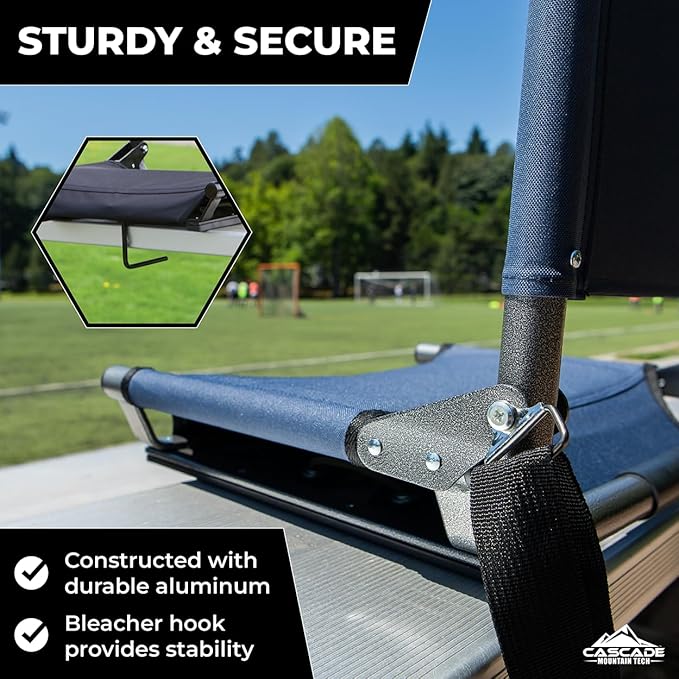Cascade Mountain Tech Portable Folding Steel Stadium Seats for Bleachers , Grey, Regular - 17"