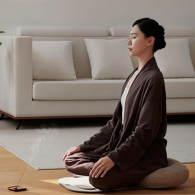Meditation Cushion & Mat Set, Zafu Floor Pillow, Ergonomic Meditation Pillow Seat & Yoga Bolster Knee Pad, Meditation Accessories Gifts, Zabuton Prayer Pad