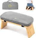Estleys Meditation Bench, Bamboo Meditation Stool, Folding Kneeling Meditation Bench, Seiza Prayer Bench, Prayer Bench with Meditation Cushion, Kneeling Stool (Grey & Bag)