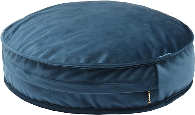 YIUOR Round Floor Pillow Cover Velvet Throw Seating Pouf Yoga Meditation Cushion Plush Case Reading Room Decor Cover Only (19.7IN, Dark Blue)