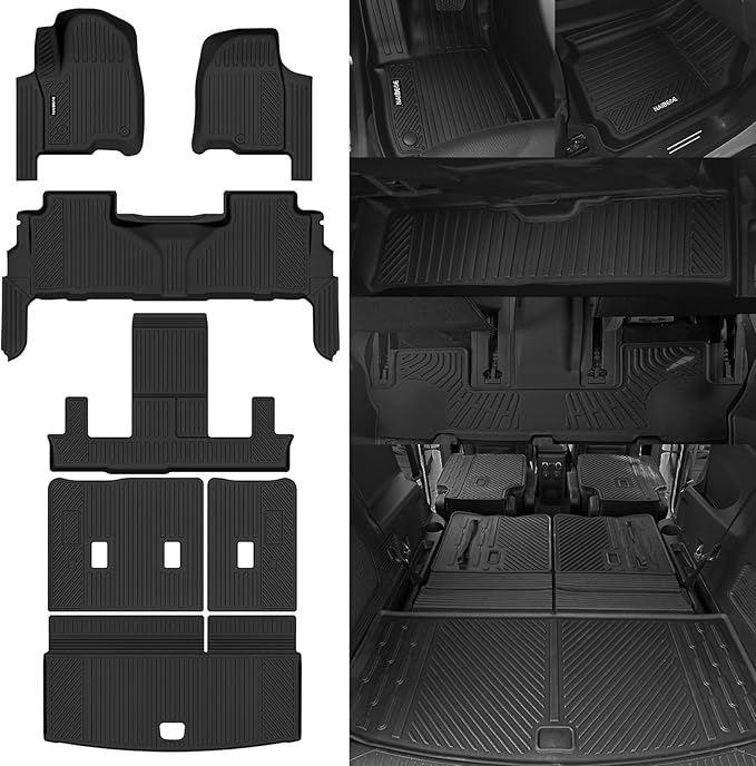 Naibeve Floor Mats for 2021-2026 Chevrolet Tahoe/GMC Yukon 7 Seats Bucket Seats (Not for Yukon XL)-All Weather for Tahoe/Yukon Floor Mats Cargo Mat 3rd Row Backrest Mats Interior Accessories