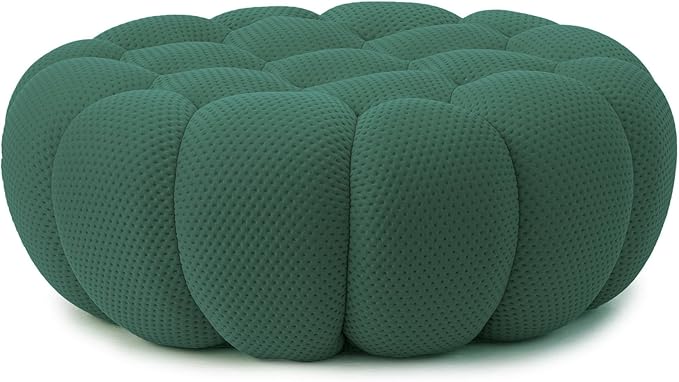 JACH Modern Comfy Ottoman, 41.24'' Bubble Footstool, Upholstered Mesh Fabric Bubble Couch Sofa, 3D Honeycomb Shape Ottoman for Living Room, Office, Apartment, Small Space (Green)
