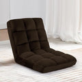 Floor Chair, 24 inches Wide Oversized Velvet Armless Lay Flat Floor seat Padded Meditation Chair with 6 Adjustable Position Ergonomic Comfortable Convenient(LRSF-015-BROWN)