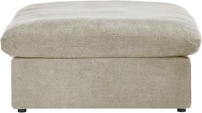 Storage Ottoman for Sofa, Foot Rest for Couch, Comfortable Footstool for Living Room, Cover Removable (Khaki, Linen Fabric)
