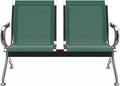 Kinfant 2-Seat Waiting Room Chair - Office Guest Reception Chairs with Ergonomic Backrests, Airport Waiting Bench with Armrests, Metal Waiting Furniture for Hospital, Bank, Salon, Dark Green