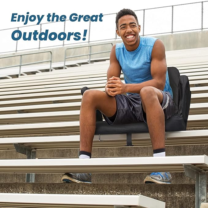 TOPSKY Stadium Seat with Back Support, Regular Size 18.7”Width (Seat 17”), 3 Reclining Positions, Wide Bleacher Seats with 2 Hook, Picnic Seat (2pcs Black)