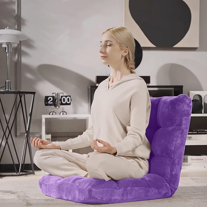 GORELAX Memory Foam Floor Chair, 14-Poistion Adjustable Reading Gaming Chair Recliner, Folding Cushioned Meditation Chair with Back Support, Padded Lazy Sofa for Adults, Kids