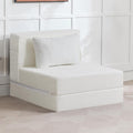 WUTUTUEE Folding Sofa Bed Convertible Floor Couch Foldable Chair Bed with Pillow，Linen Sleeper Chair Futon,Foldable Memory Foam Mattress for Bedroom/Living Room/Dorm/Office (Corduroy White, Single)