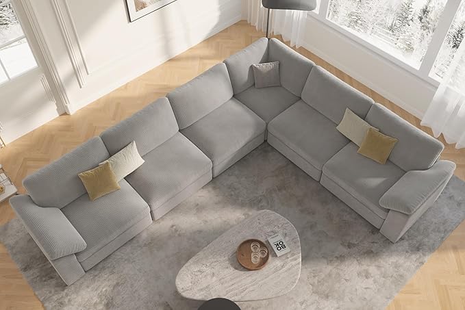 EASE MOOSE Oversized Sectional Modular Sofa,Large L Sectional Couch Wide Deep Seat Modular Cloud Couch,Removable Cover