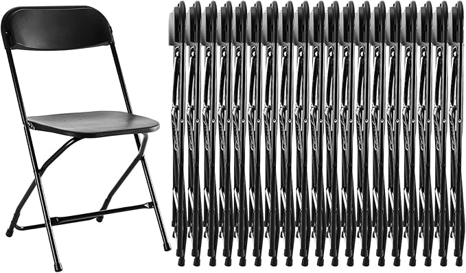 Sweetcrispy Folding Chair 20 Pack, Plastic Foldable Chairs with 330-Pound Capacity, Sturdy Metal Portable Chair, Easy to Use and Store, Outdoor and Indoor, for Home, Office, Party, Comfy, Black