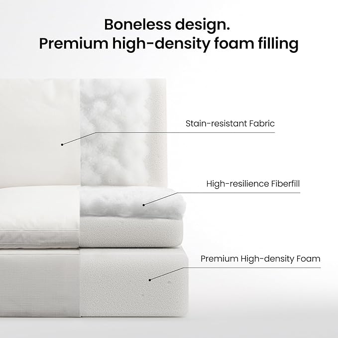 Vorthio Cloud Couch Sectional Oversized Modular Sofa with 35'' Deep Seat Boneless Couch L-Shape Comfy Sofa Stain-Resistant White Sectional Couches for Living Room Apartment 4 Seater with 1 Ottoman
