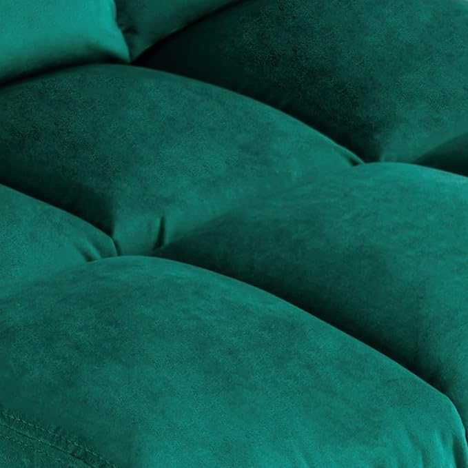 MCombo Velvet Accent Chair with Ottoman Set, Modern Armless Chair for Living Room, Bedroom, Small Space 0014 (Velvet, Dark Green)
