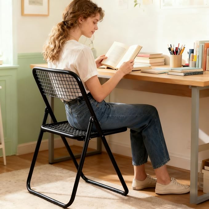 4 Pack Folding Chair,Balck Color,Single Piece,Foldable Space - Saving Design for Indoor/Outdoor Use