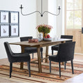 Modern Dining Chairs Set of 4, Upholstered Corduroy Dining Room Chairs with Wood Legs, Mid-Back Padded Kitchen Side Chairs for Dining Room, Black