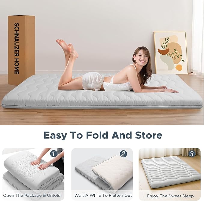 Japanese Futon Floor Mattress, 100% High Density Comfortable Foam, 3.5" Thicken Foldable Mattress Tatami Mat Sleeping Pad, Ideal for Comfort and Support, Kids Floor Lounger Pillow Bed Sofa (Twin）